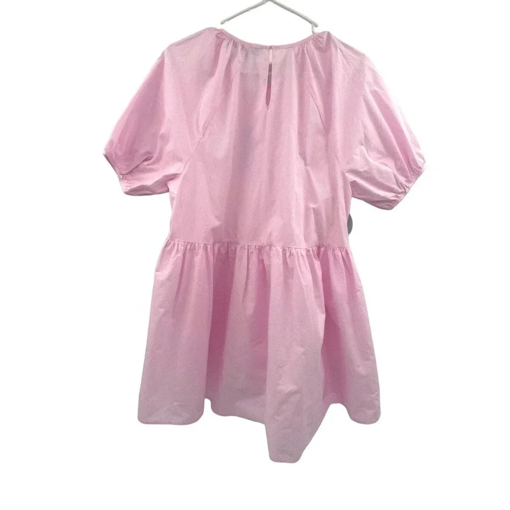 Hill House The Francesca Top Peplum Puff Sleeve Ballerina Pink Size Small NWT